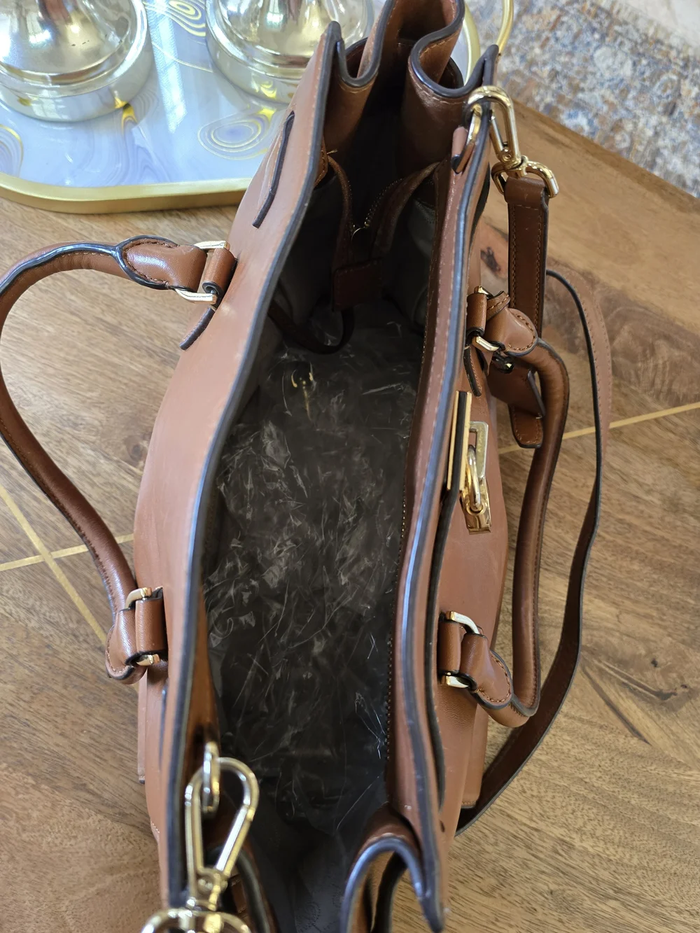 Brown Leather Satchel Handbag - Classic Women's Tote Michael  Kors
